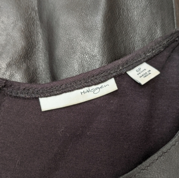 Halogen, black leather cocktail dress, size 6 Petite - Picture 8 of 10